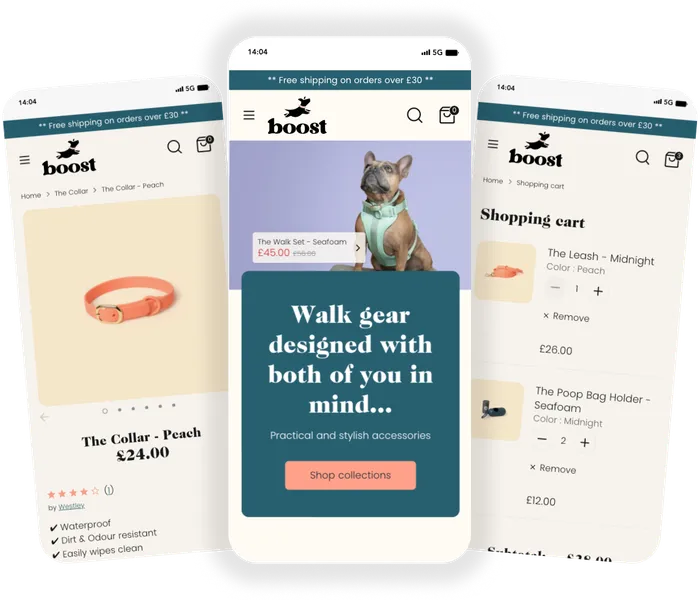 mobile prototype of shopify store